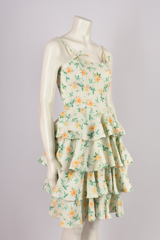 UNGARO FLORAL TIERED DRESS