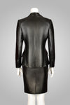 YVES SAINT LAURENT BLACK LEATHER SKIRT SUIT