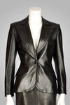 YVES SAINT LAURENT BLACK LEATHER SKIRT SUIT