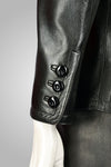 YVES SAINT LAURENT BLACK LEATHER SKIRT SUIT