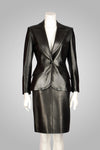 YVES SAINT LAURENT BLACK LEATHER SKIRT SUIT