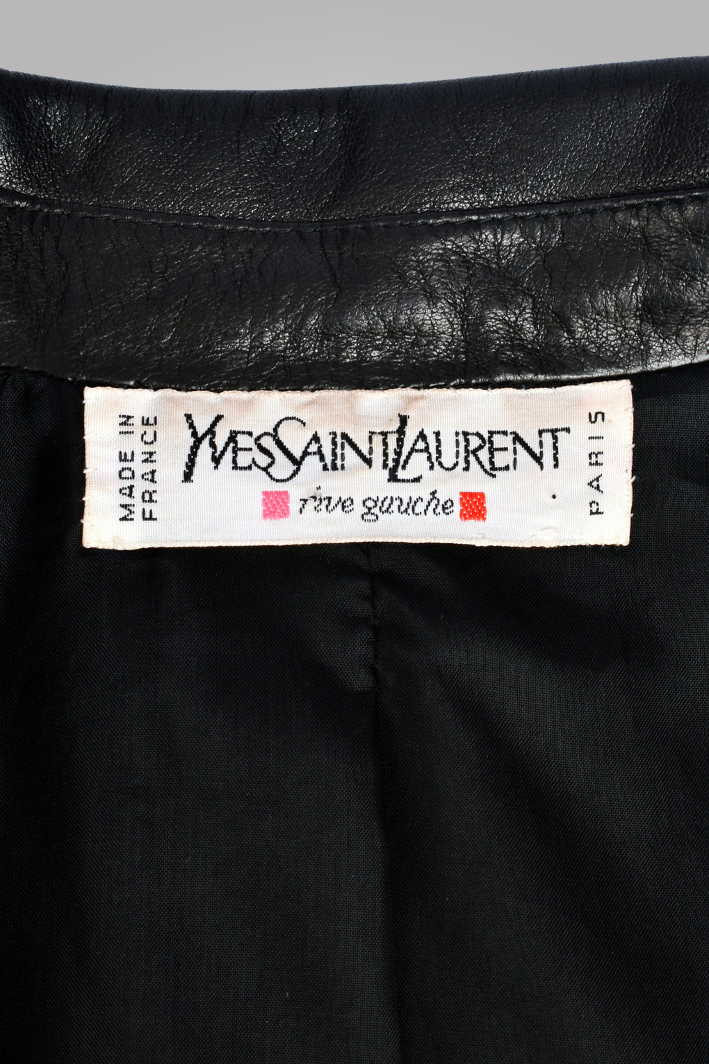 YVES SAINT LAURENT BLACK LEATHER SKIRT SUIT