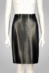 YVES SAINT LAURENT BLACK LEATHER SKIRT SUIT