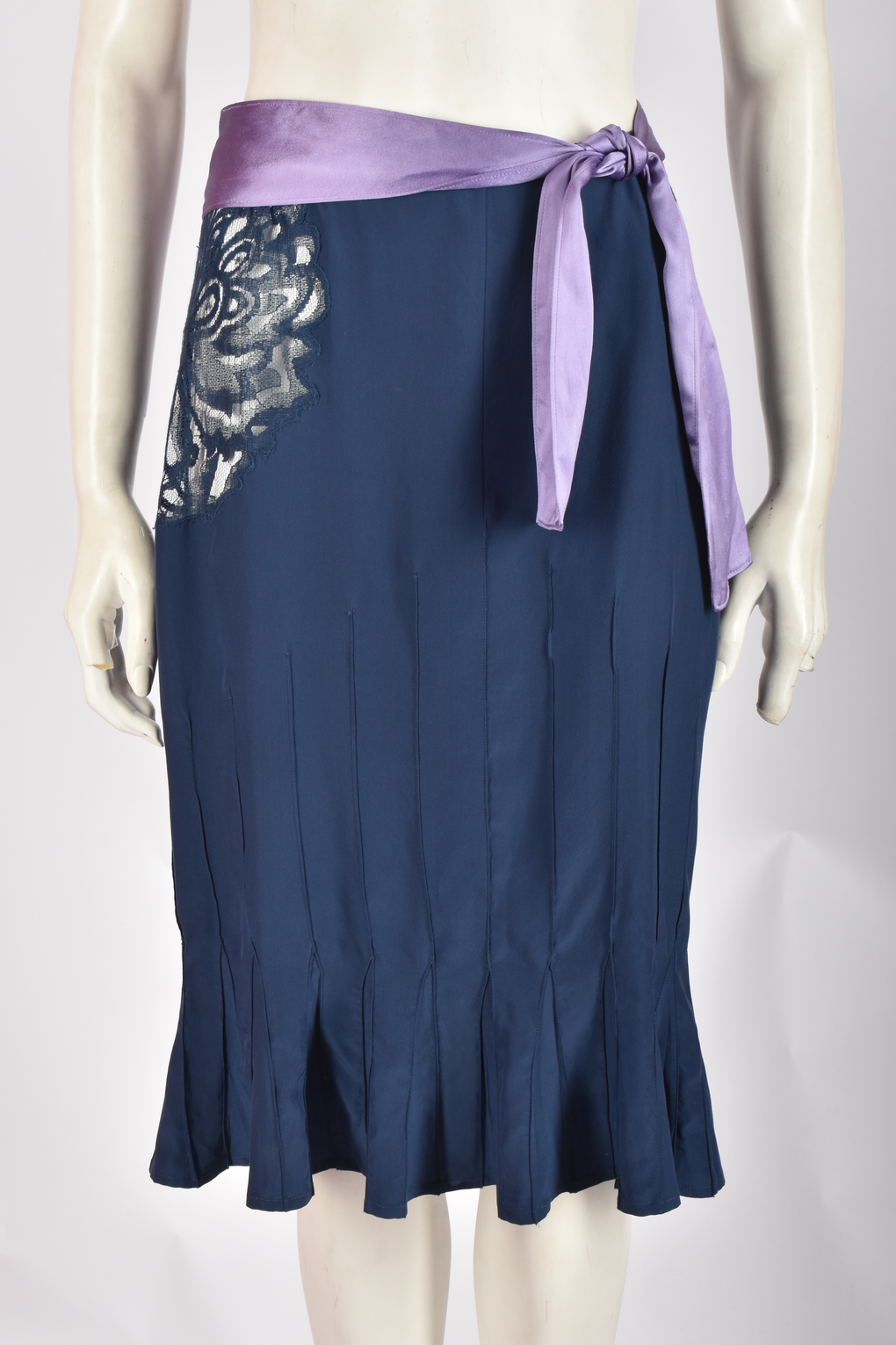 YVES SAINT LAURENT X TOM FORD F/W 2003 BLUE MIDI SKIRT