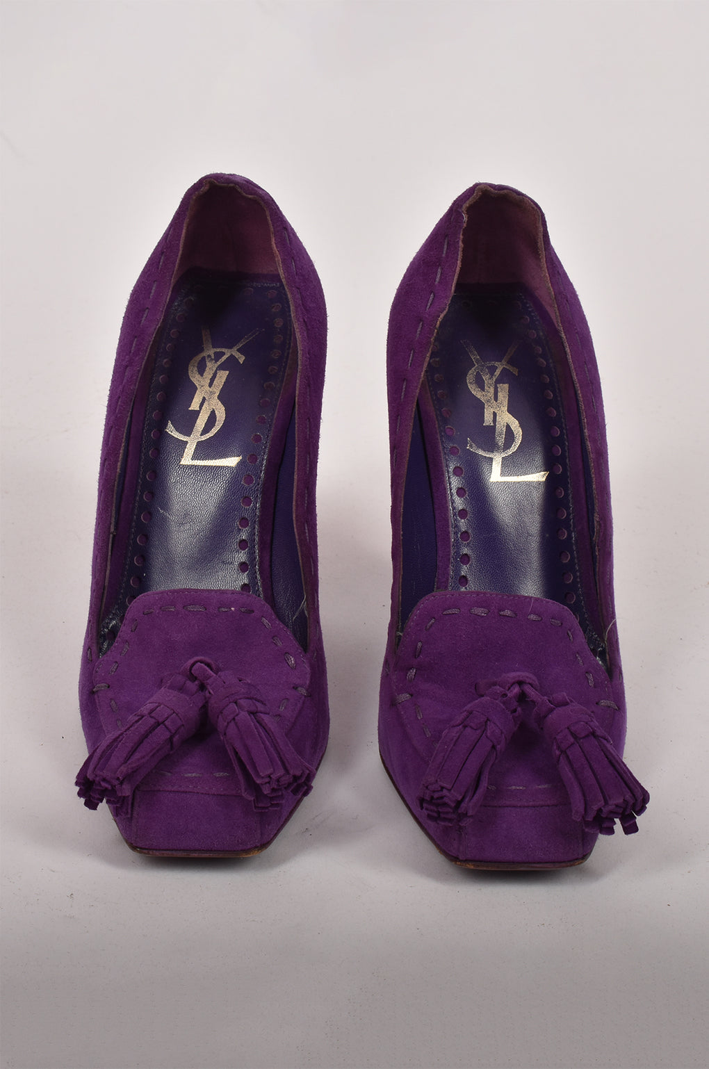 YVES SAINT LAURENT VELVET PURPLE HEELS