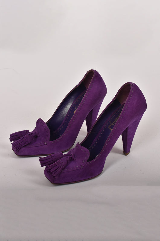 YVES SAINT LAURENT VELVET PURPLE HEELS