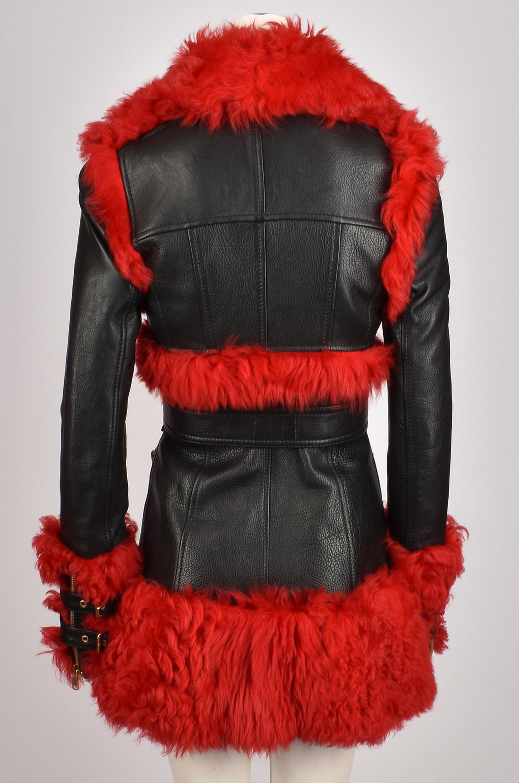 ALEXANDER MCQUEEN FUR AND LEATHER COAT