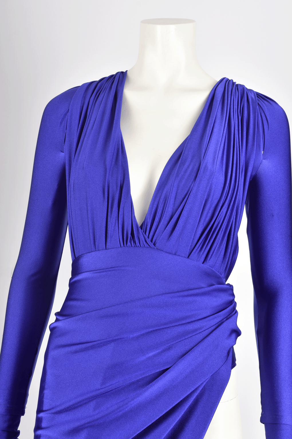 BALENCIAGA FALL 2020 RTW BLUE WRAP GOWN W/ GLOVES