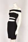 BALMAIN BLACK CUTOUT BANDAGE DRESS
