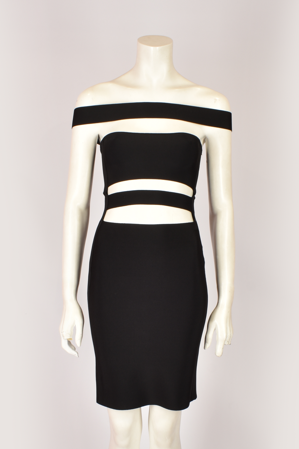 BALMAIN BLACK CUTOUT BANDAGE DRESS