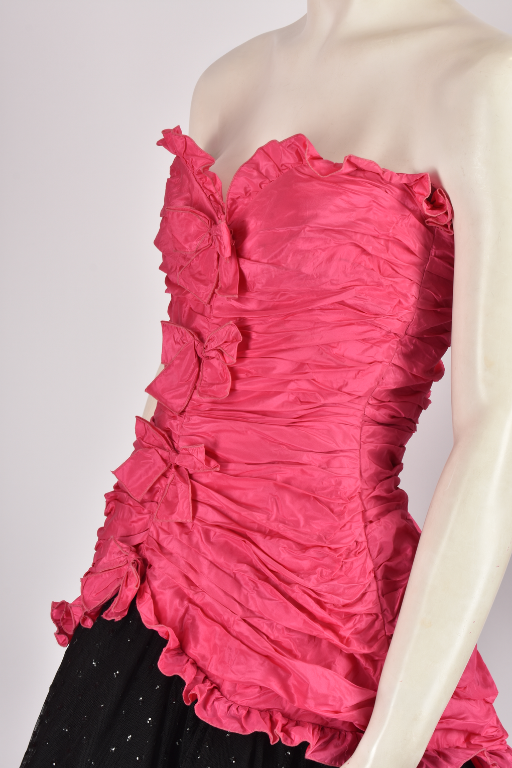 BELLVILLE SASSON HOT PINK AND BLACK DRESS WITH BOWS