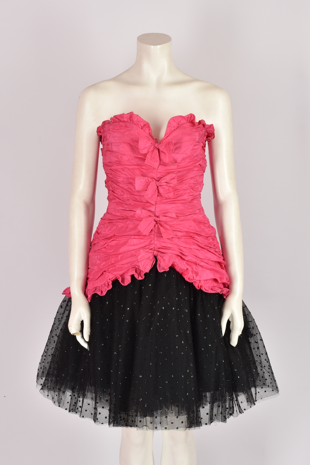 BELLVILLE SASSON HOT PINK AND BLACK DRESS WITH BOWS