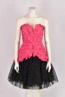 BELLVILLE SASSON HOT PINK AND BLACK DRESS WITH BOWS