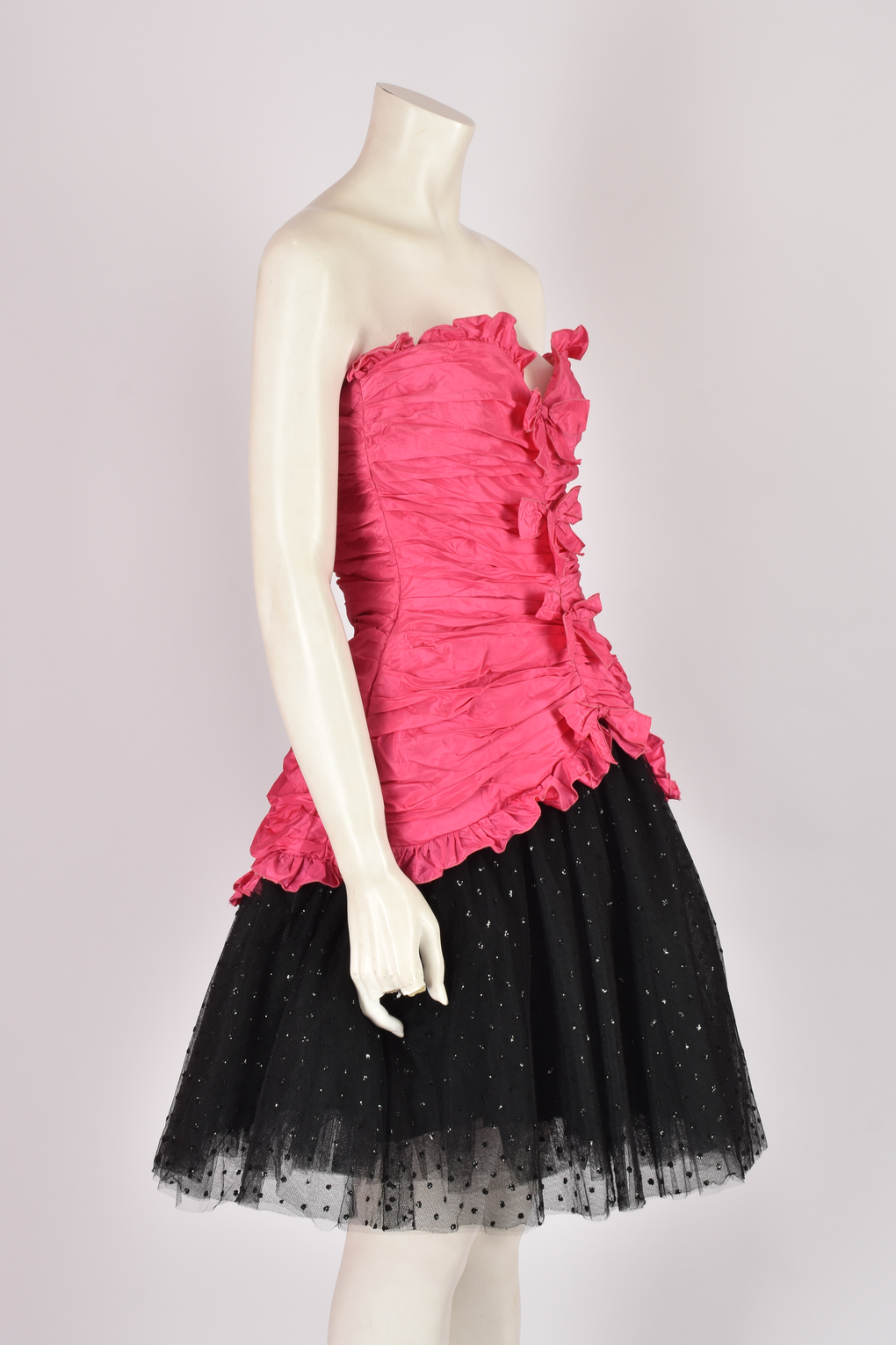 BELLVILLE SASSON HOT PINK AND BLACK DRESS WITH BOWS