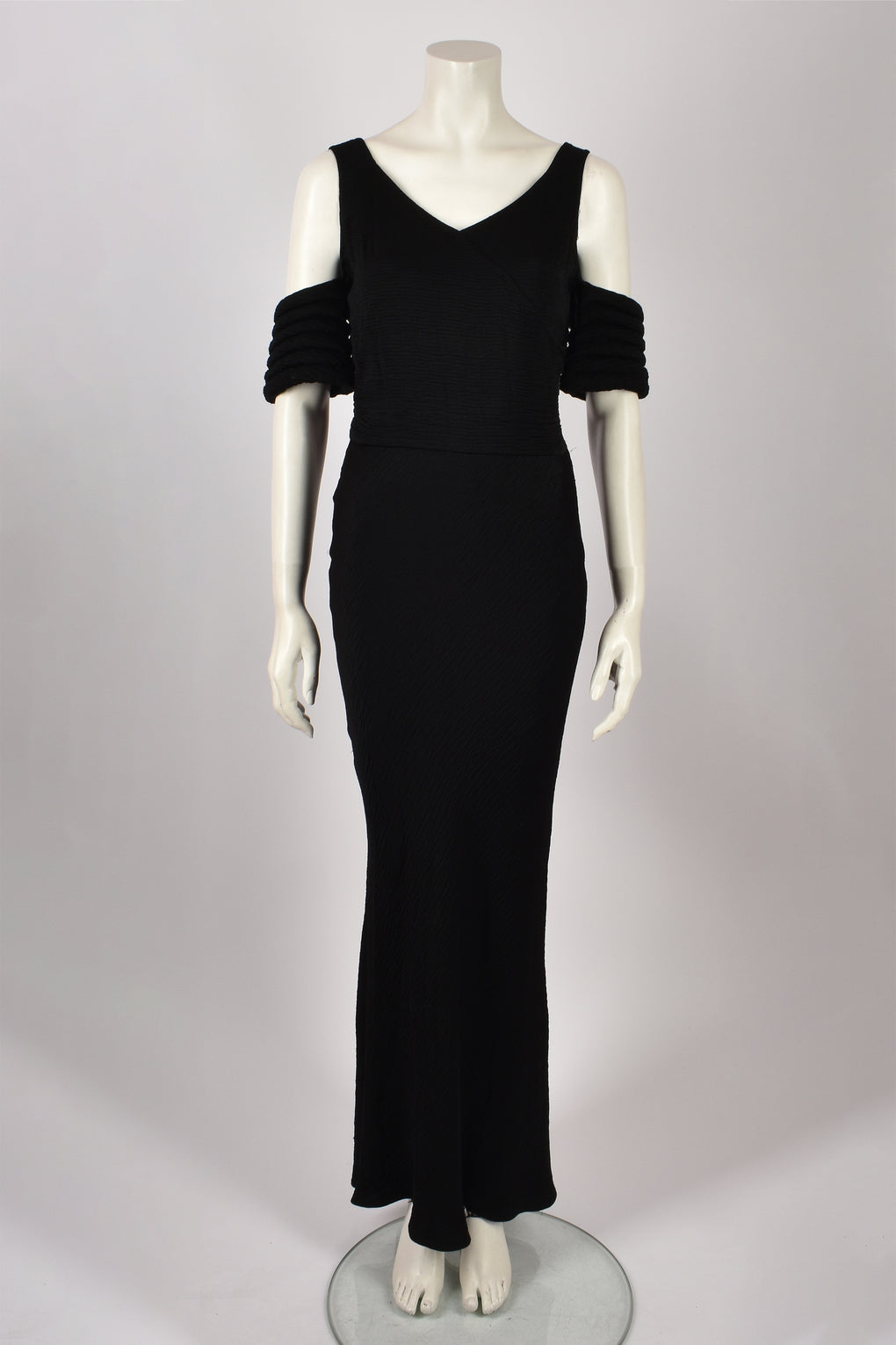 1930's OFF THE SHOULDER BLACK GOWN