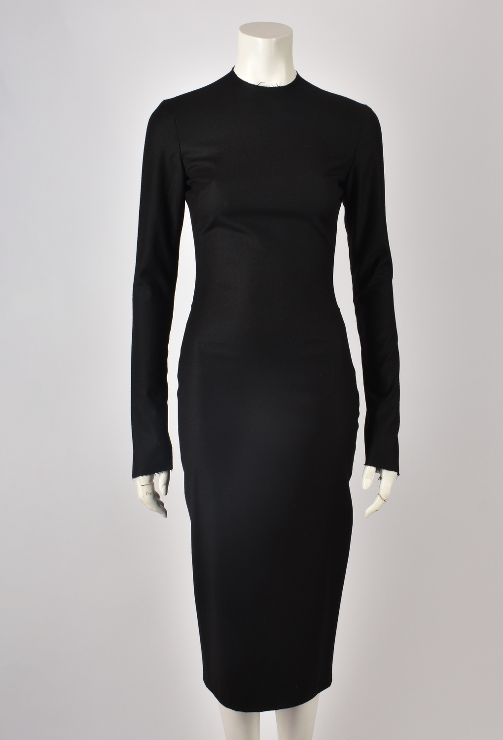 ALEXANDER MCQUEEN LONG BLACK DRESS RAW EDGES