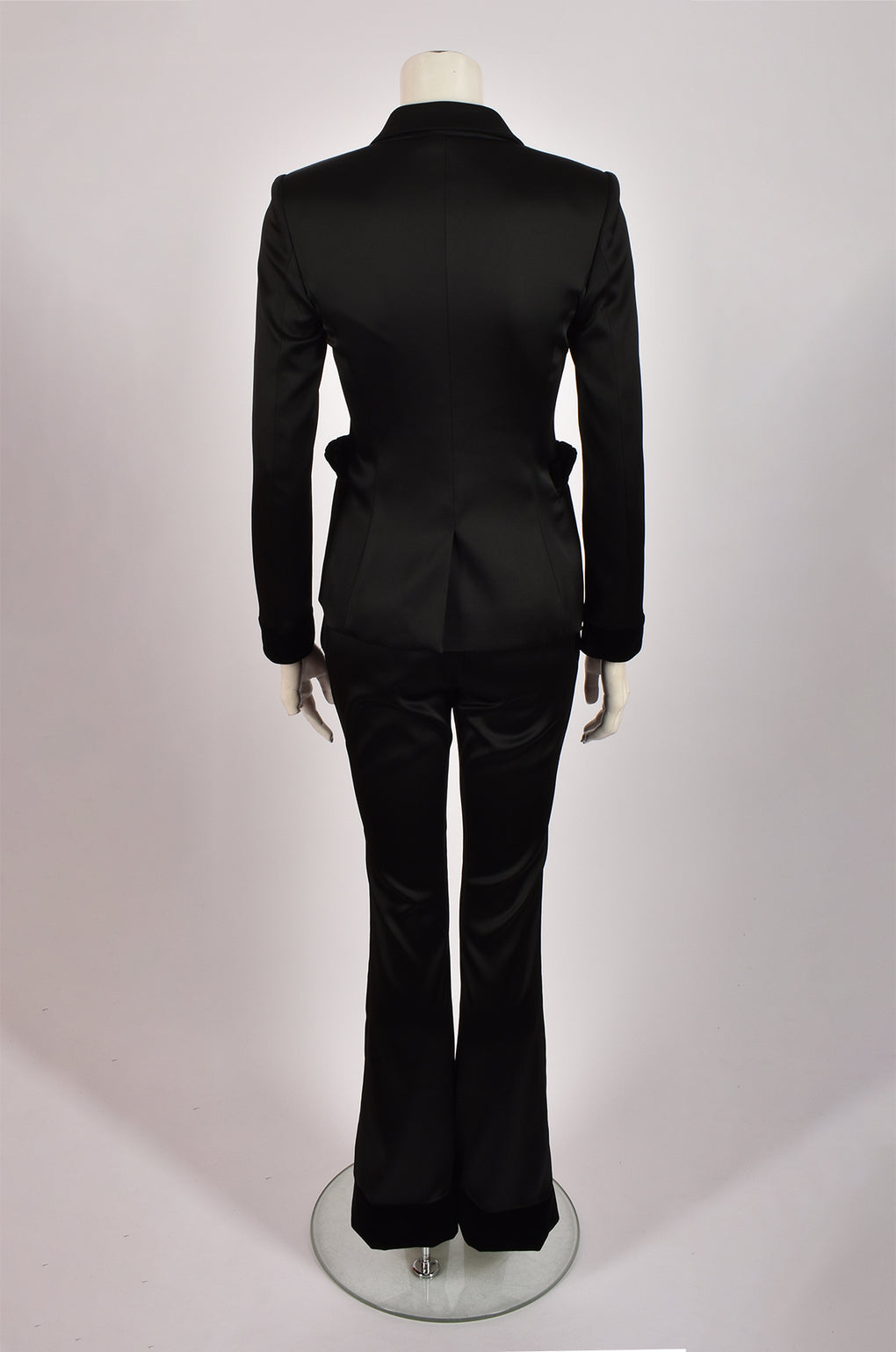 MOSCHINO BLACK SATIN AND VELVET SUIT