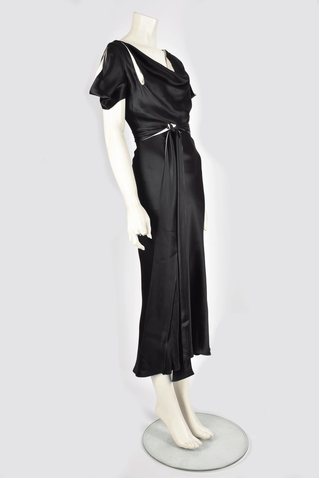 ALEXANDER MCQUEEN BLACK AND WHITE SATIN DRESS