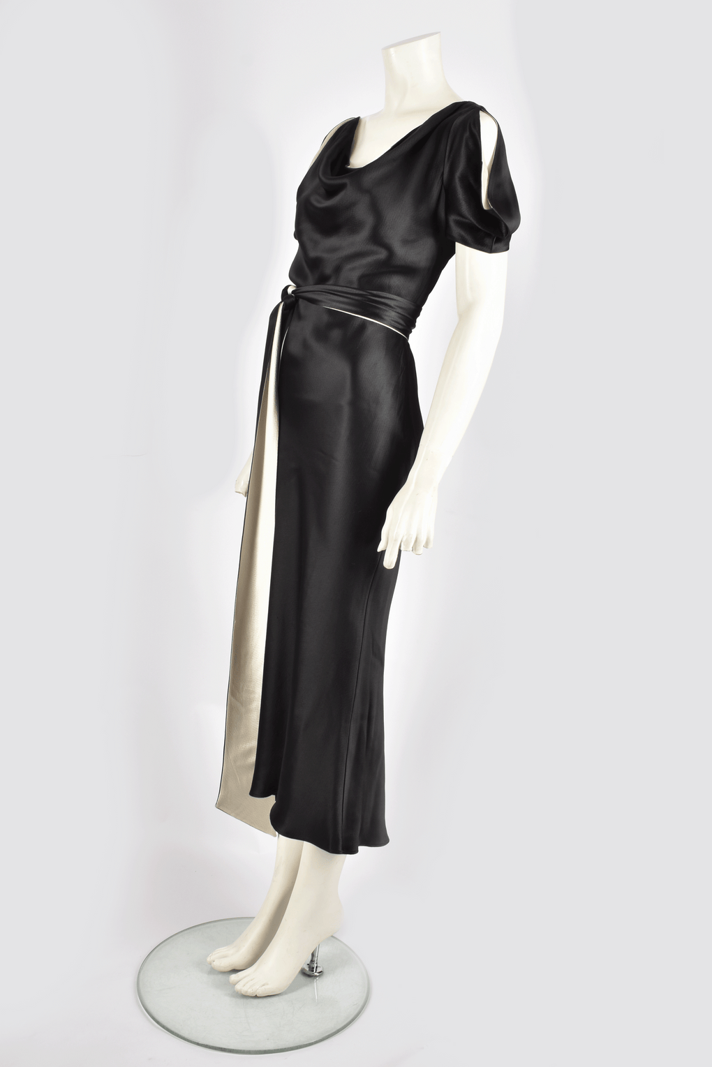 ALEXANDER MCQUEEN BLACK AND WHITE SATIN DRESS