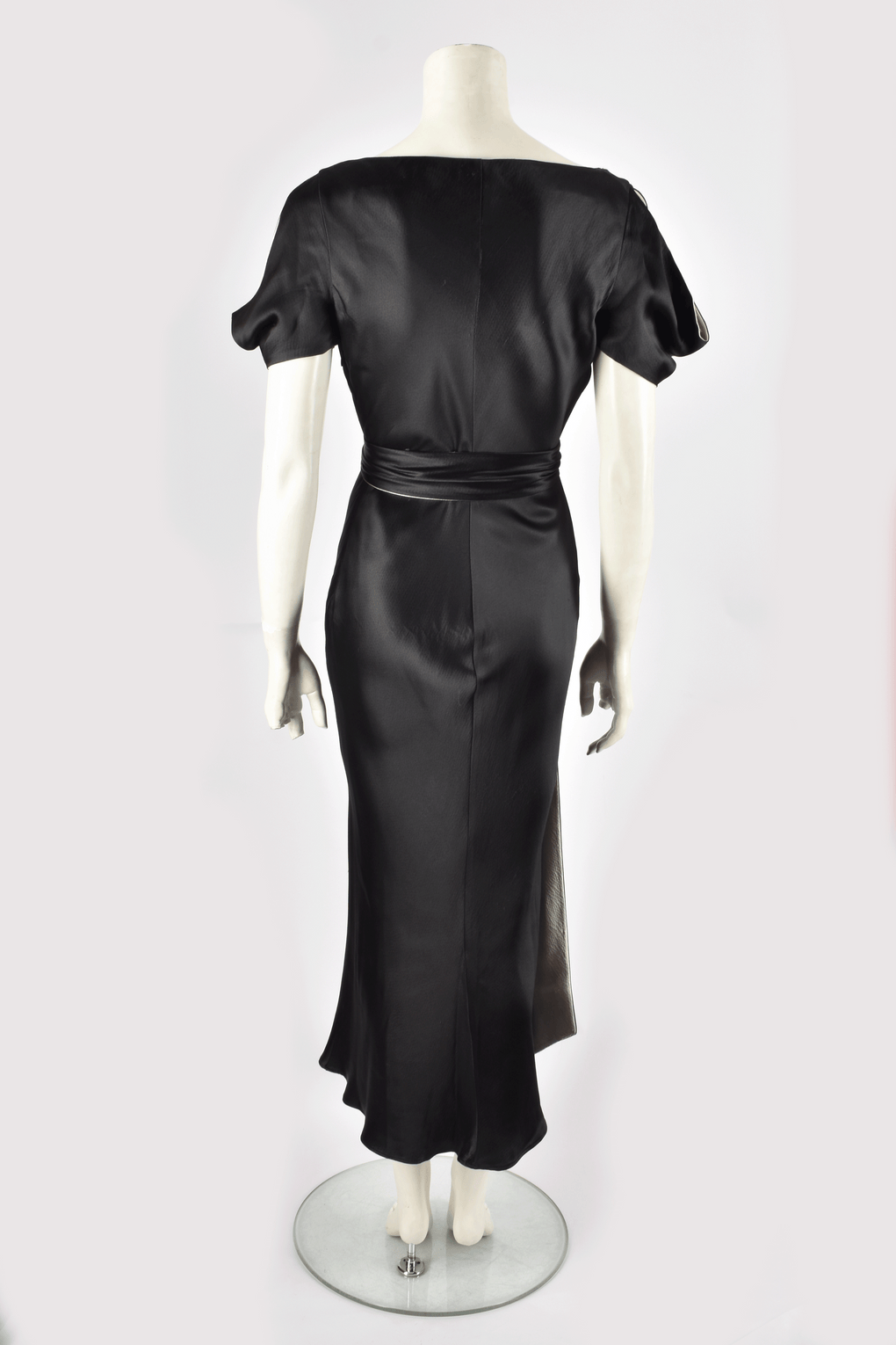 ALEXANDER MCQUEEN BLACK AND WHITE SATIN DRESS