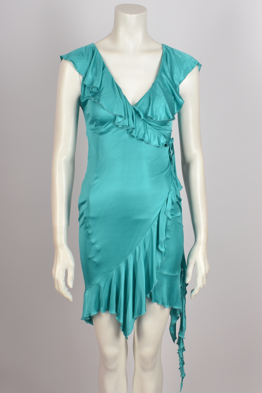 VERSACE S/S 2004 BLUE SILK ELASTIC MINI DRESS – Found And Vision
