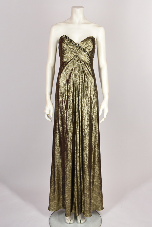 BOB MACKIE GOLD HOUNDSTOOTH STRAPLESS DRESS BOB MACKIE GOLD HOUNDSTOOTH STRAPLESS DRESS