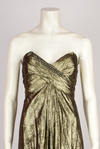 BOB MACKIE GOLD HOUNDSTOOTH STRAPLESS DRESS