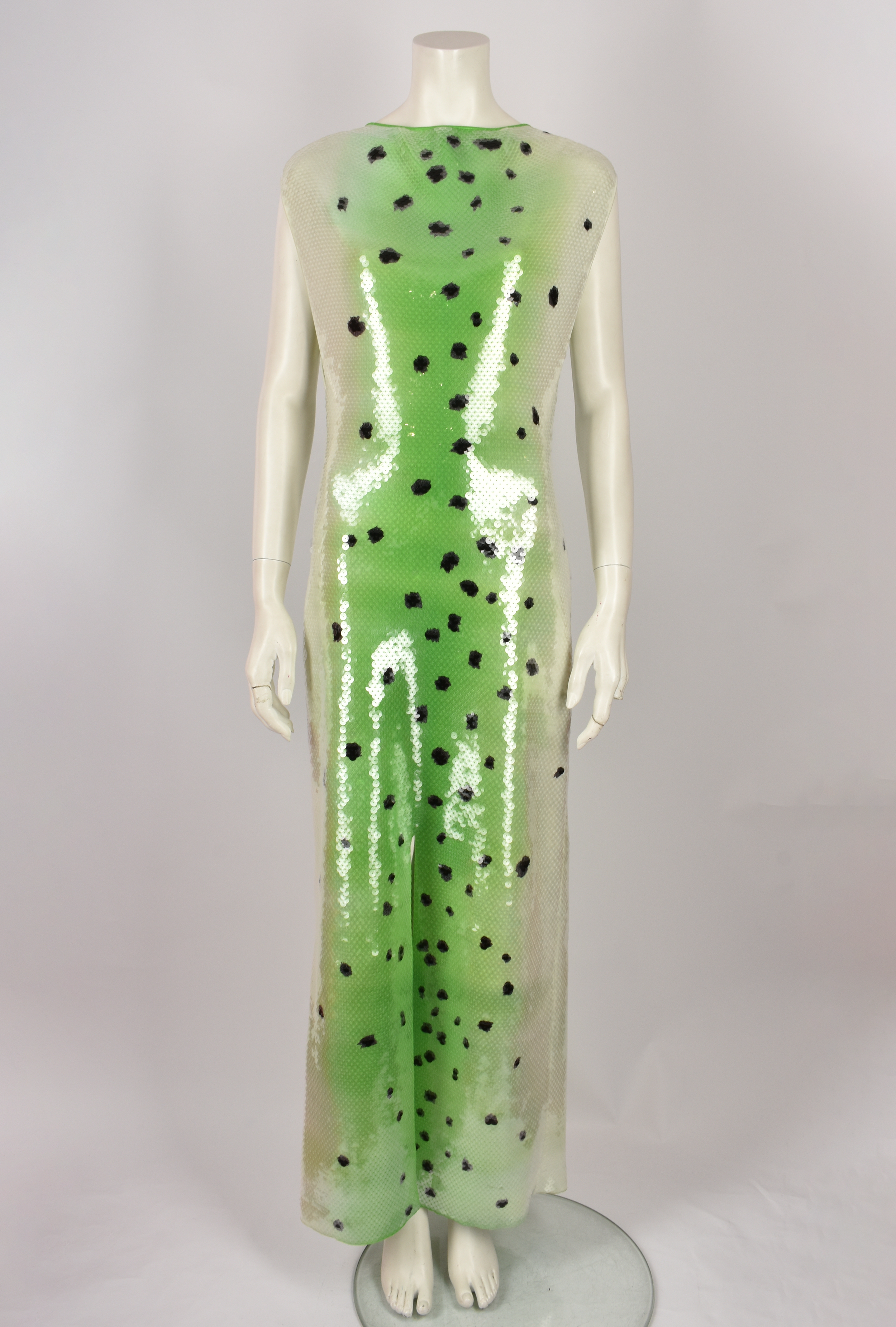 BOTTEGA VENETA A/W 2022 RUNWAY GREEN DEGRADE DRESS WITH SPOTS  Found And  Vision
