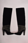 ALBERTA FERRETTI VELVET HEELED BOOTS WITH CRYSTAL DETAILS