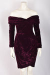 ANTONY PRICE BURGUNDY OFF-THE-SHOULDER VELVET DRESS