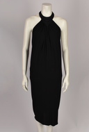 ROBERTO CAVALLI LOW BACK HALTER NECK MIDI DRESS
