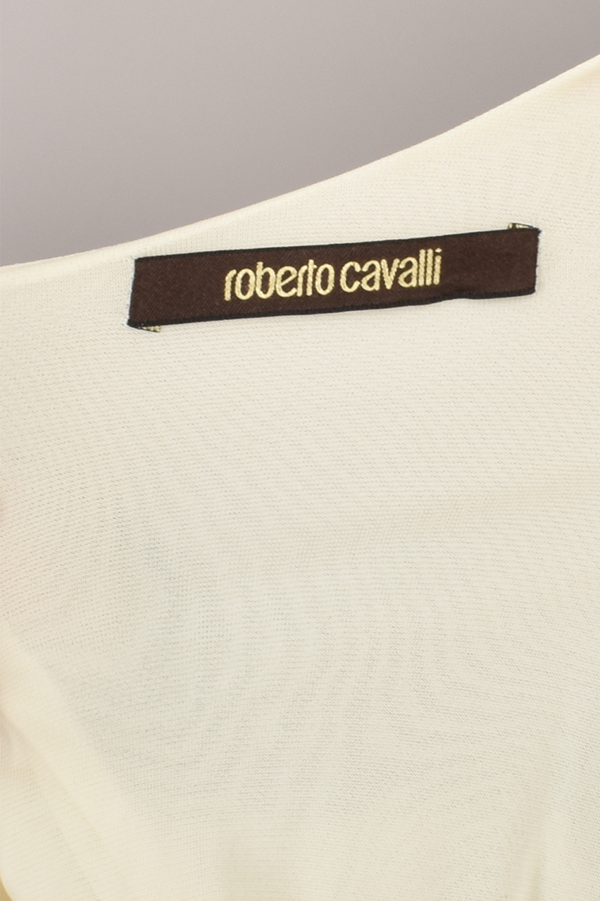 ROBERTO CAVALLI ZEBRA PRINT DRESS WITH FRONT BROOCH
