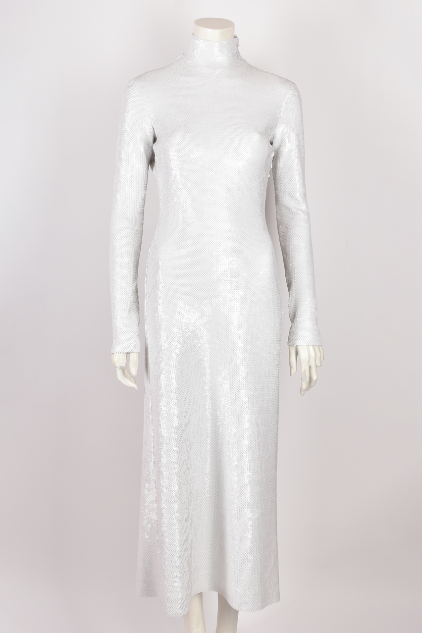 CÉLINE BY PHOEBE PHILO S/S 2018 WHITE SEQUIN MAXI DRESS