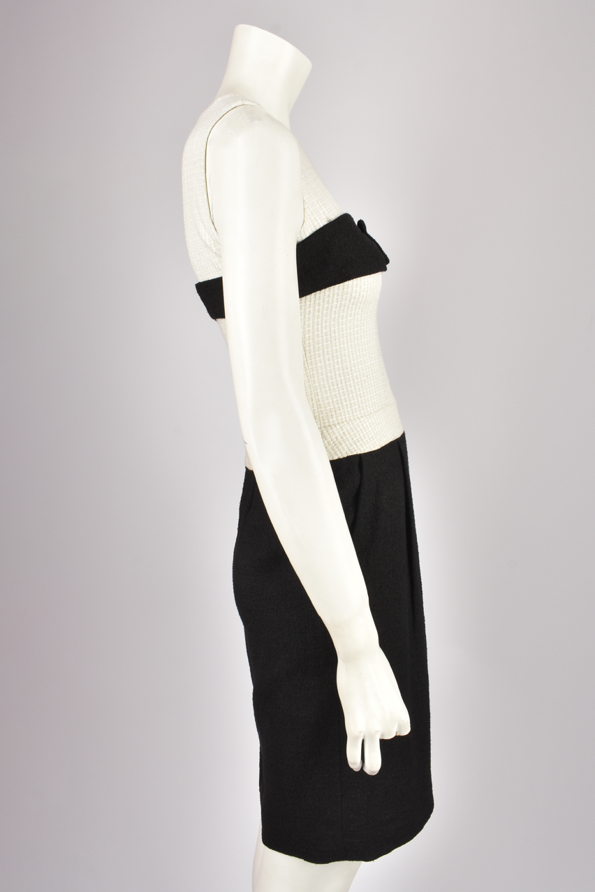 CHANEL S/S 2009 BLACK & WHITE BOW TWEED DRESS