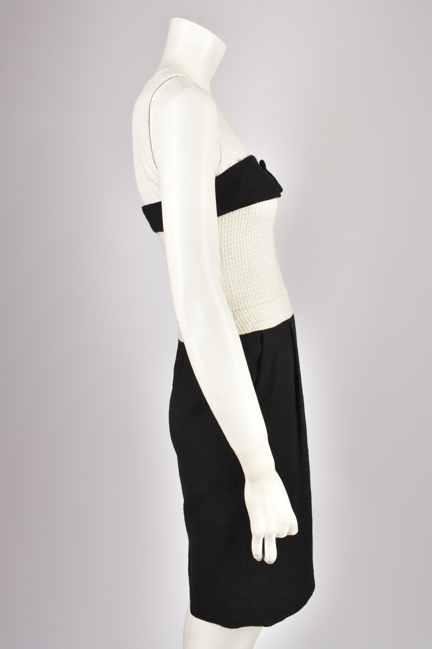 chanel black and white dress CHANEL S/S 2009 BLACK & WHITE BOW TWEED DRESS – Found And Vision