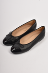 CHANEL PATENT AND LEATHER BLACK BALLET FLATS