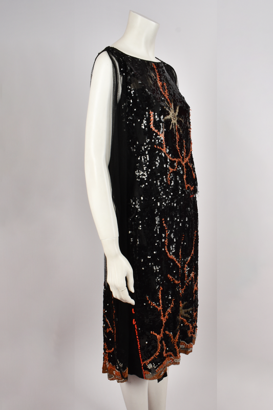 1920´S HAND EMBELLISHED CORAL MIDI DRESS