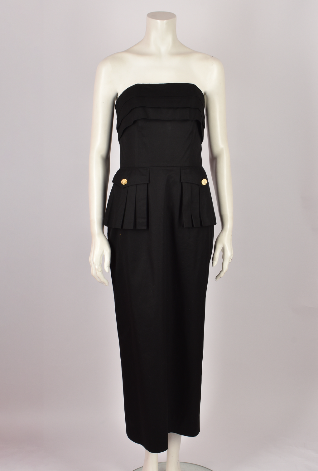 CHANEL 1990's BLACK STRAPLESS DRESS