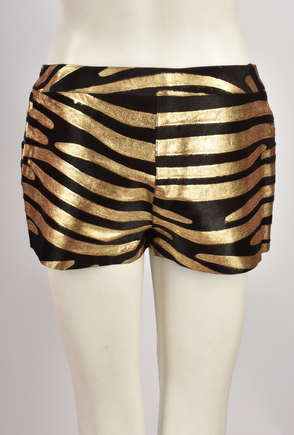 CHANEL CRUISE 2001 METALLIC TIGER LEATHER PATCHWORK SHORTS