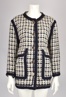 CHANEL NAVY AND WHITE TWEED JACKET