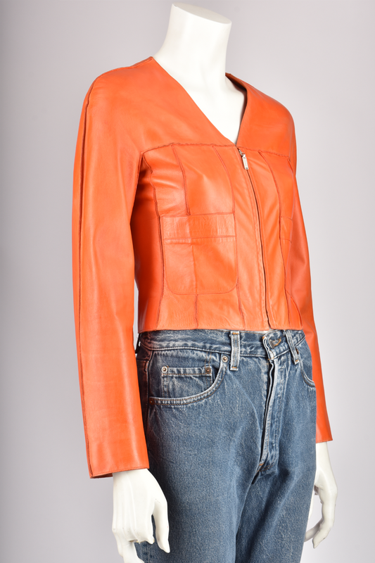 CHANEL S/S 1999 ORANGE LEATHER JACKET