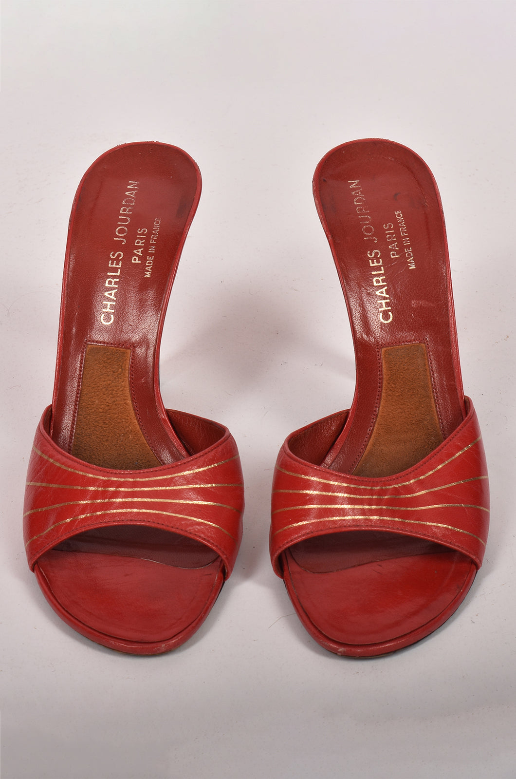 CHARLES JOURDAIN RED HEELED SANDALS