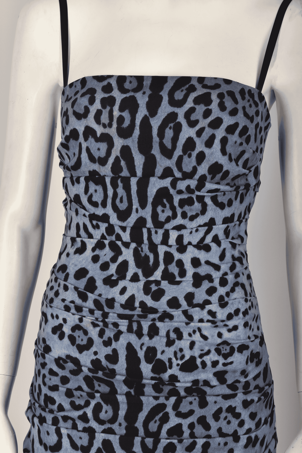 DOLCE&GABANNA BLUE LEOPARD PRINT DRESS