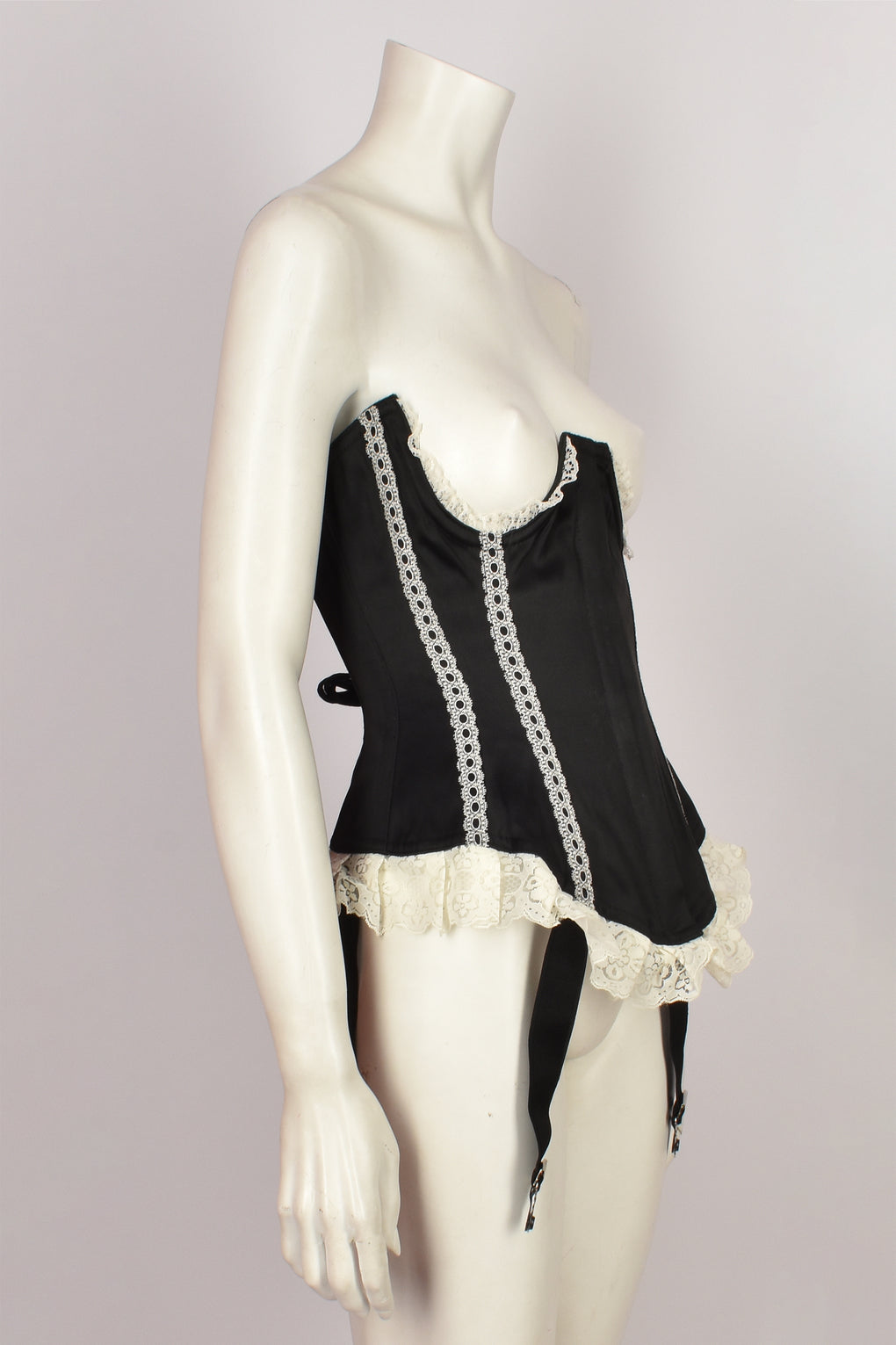 1960'S UNDERBUST BLACK AND WHITE CORSET