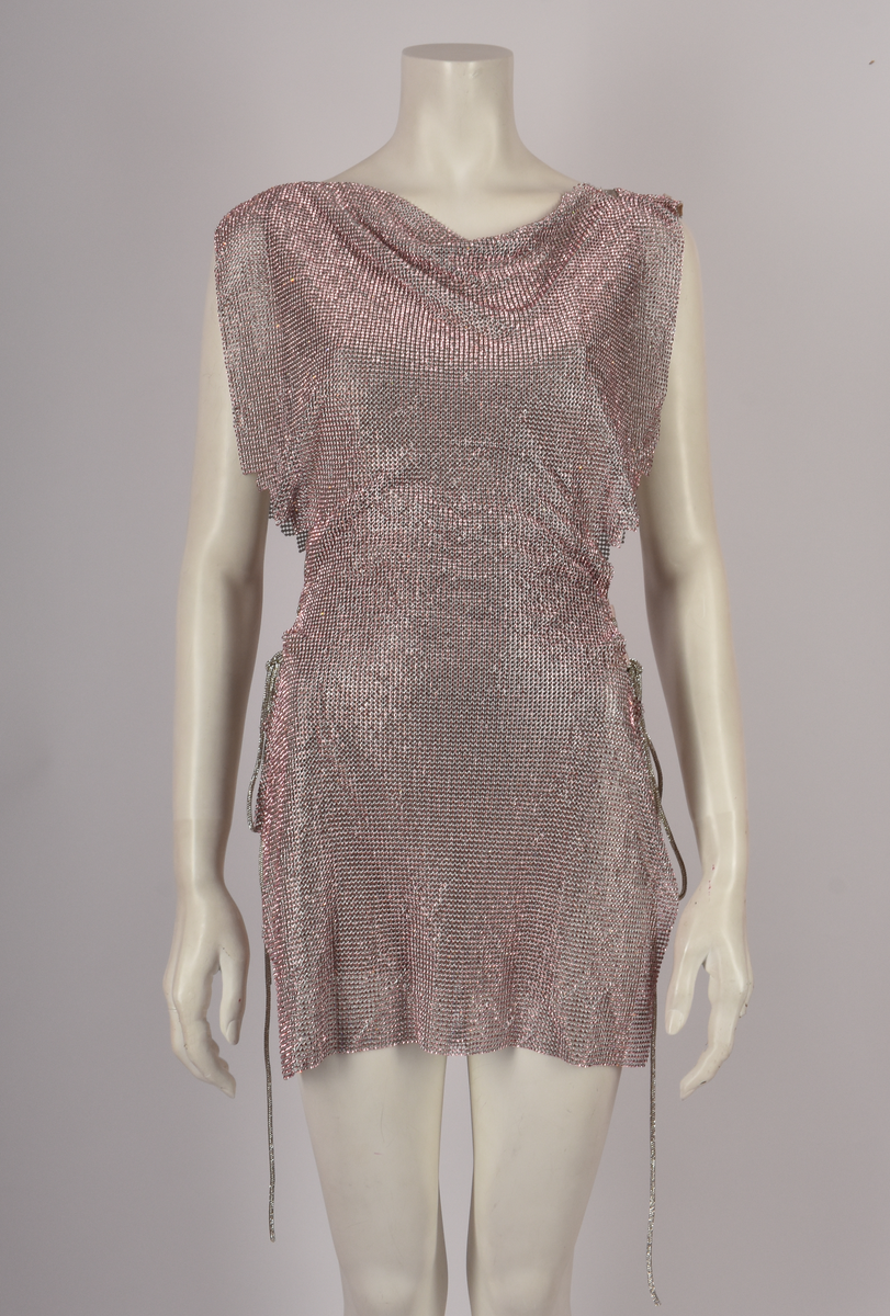 PINK CHAINMAIL MINI DRESS WITH CRISS CROSS SIDES – Found And Vision