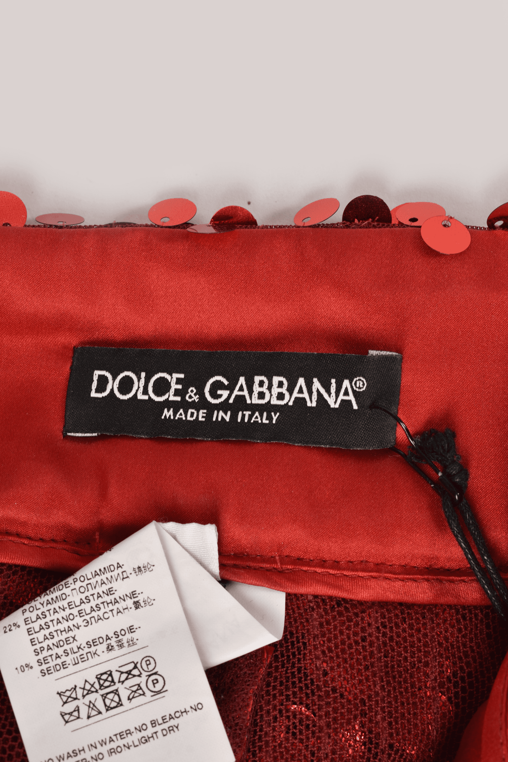 DOLCE & GABBANA RED SEQUIN TROUSERS