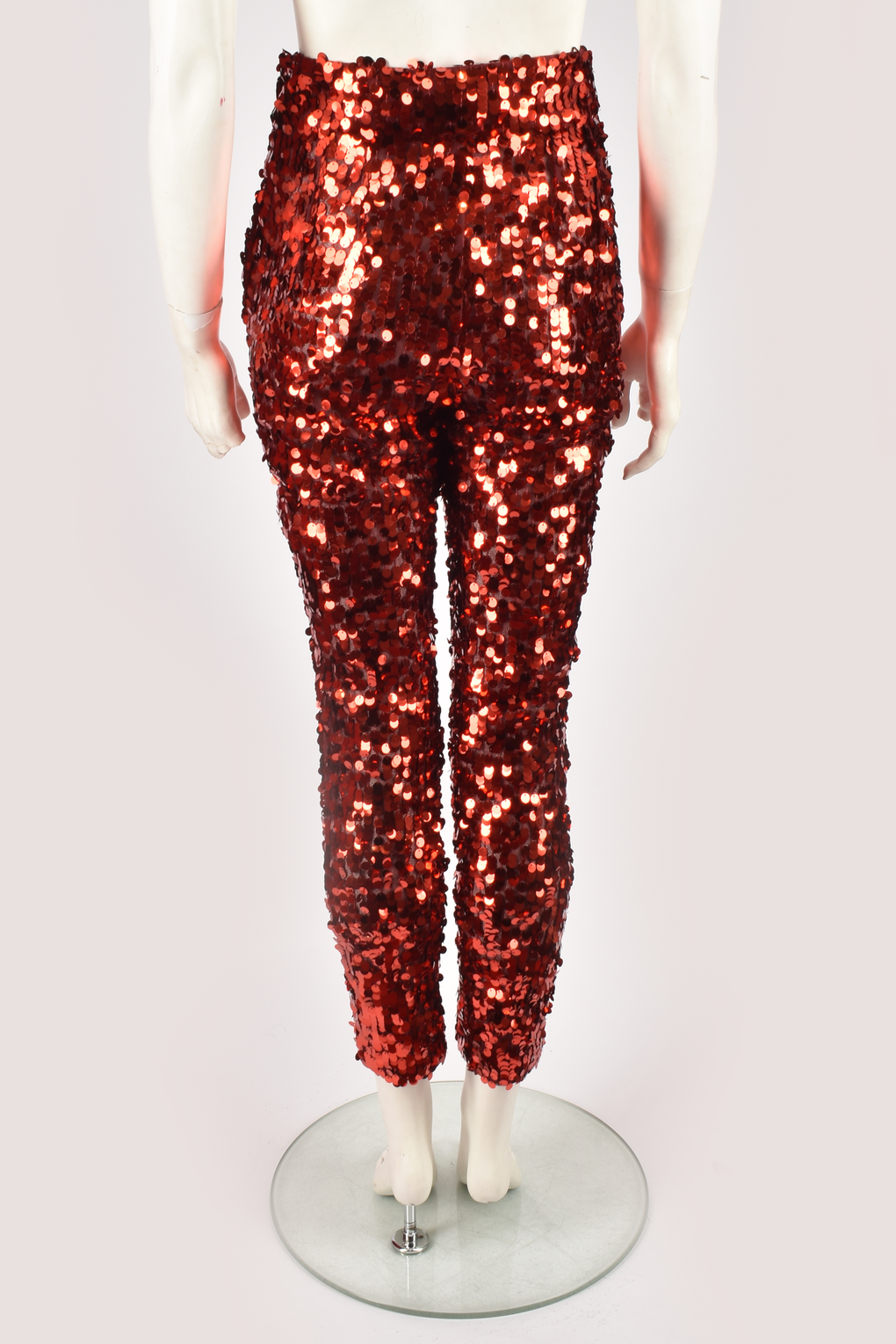 DOLCE & GABBANA RED SEQUIN TROUSERS