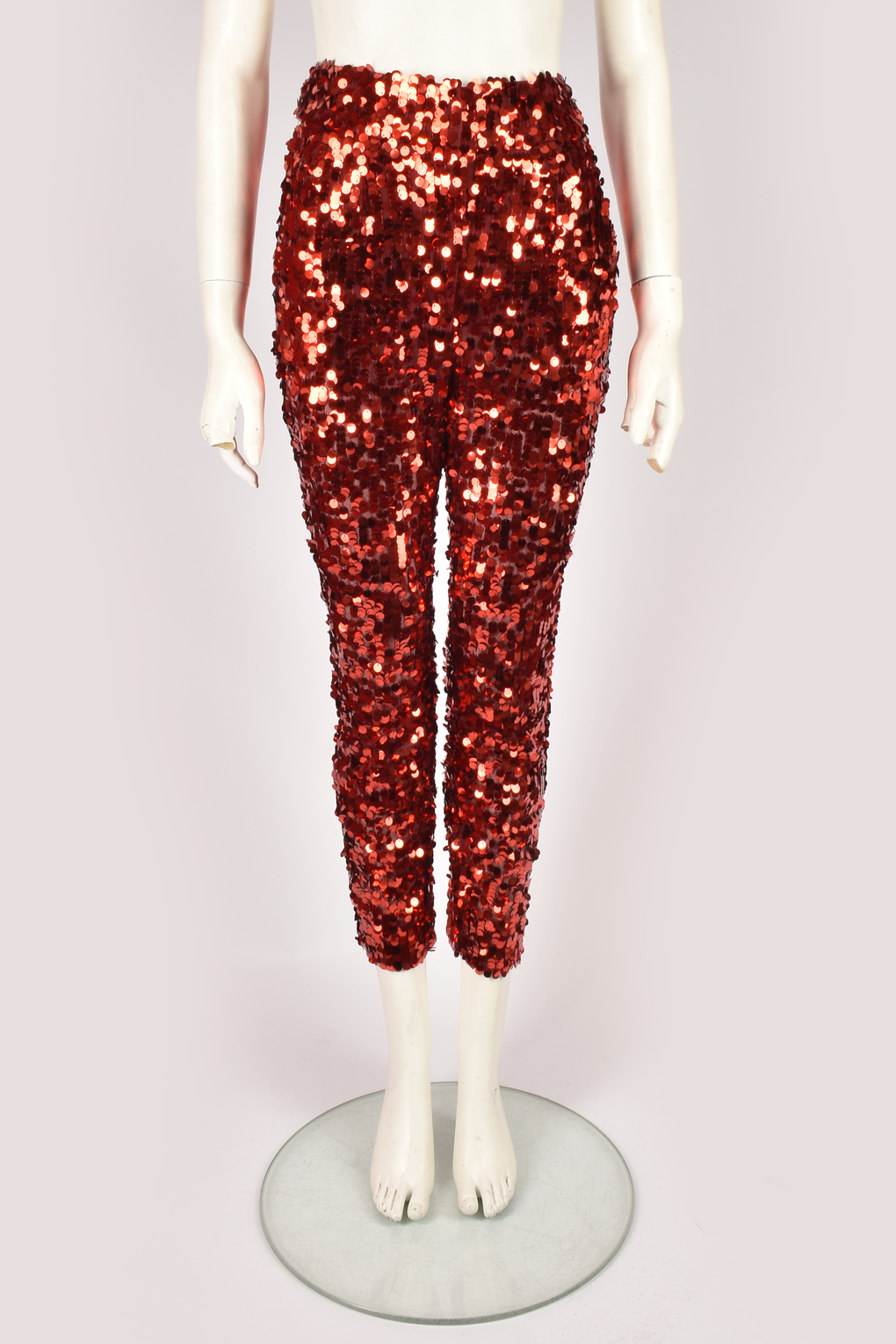 DOLCE & GABBANA RED SEQUIN TROUSERS