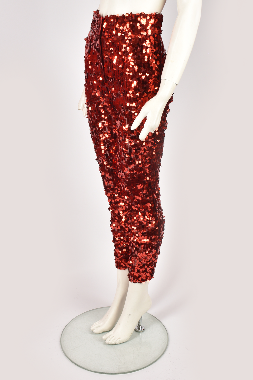 DOLCE & GABBANA RED SEQUIN TROUSERS