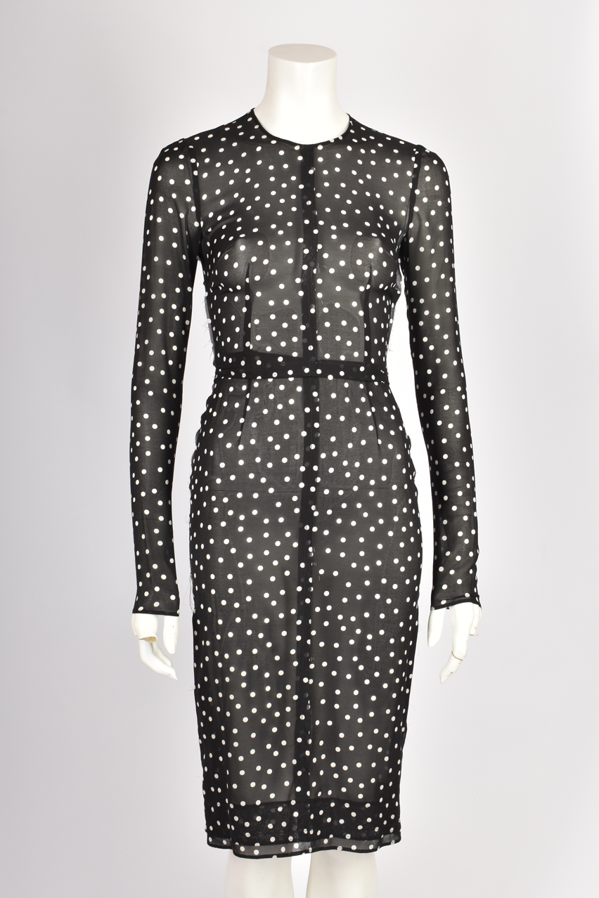 DOLCE & GABBANA POLKA DOT SHEER MIDI DRESS